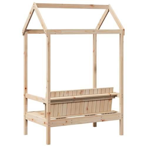 Klupa s krovom 117,5 x 70 x 176,5 cm od masivne borovine - Prirodna Cijena