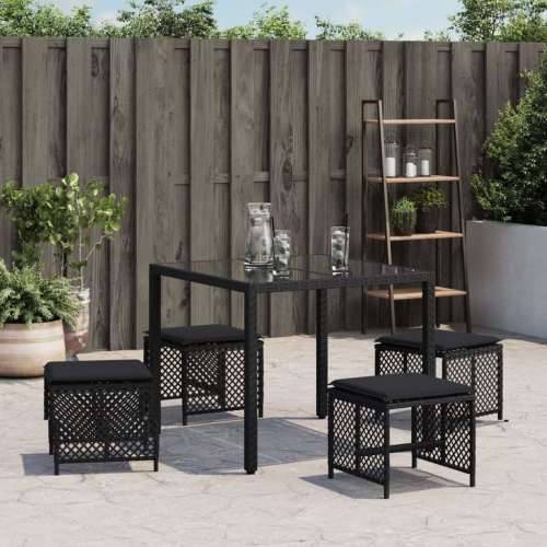 Vrtni stolci s jastucima 4 kom crni 41x41x36 cm od poliratana - Crna 4 Cijena