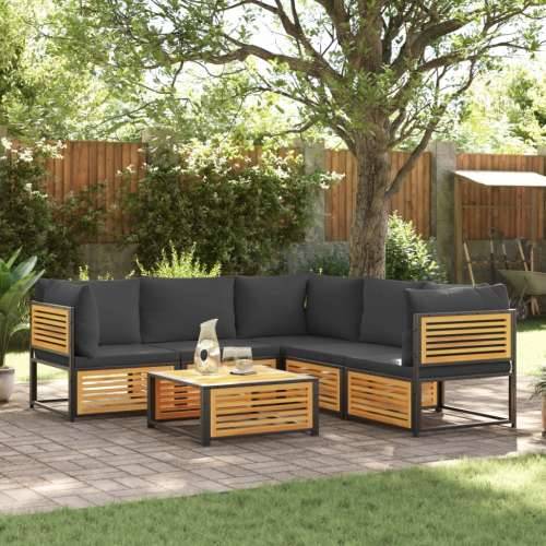 6-dijelna set vrtnih sofa s jastucima masivno bagremovo drvo - Antracit 3x kutna + srednja + stol 1 Cijena
