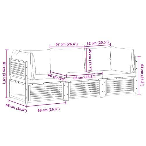 3-dijelna set vrtnih sofa s jastucima masivno bagremovo drvo - Antracit 3 seater 1 Cijena
