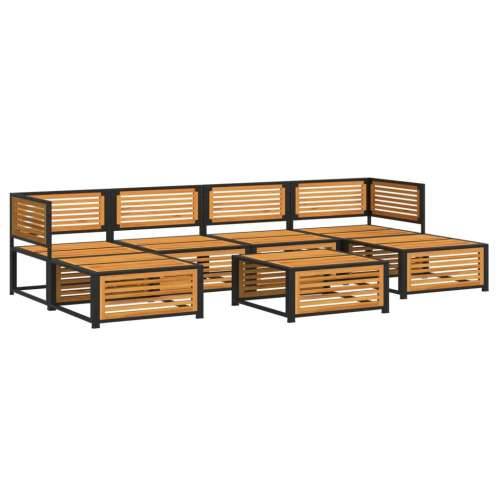 Vrtna garnitura - 7-dijelni set vrtnih sofa s jastucima masivno bagremovo drvo - Krema 2x kutna + 2x srednja + 2x tabure + stol  Cijena