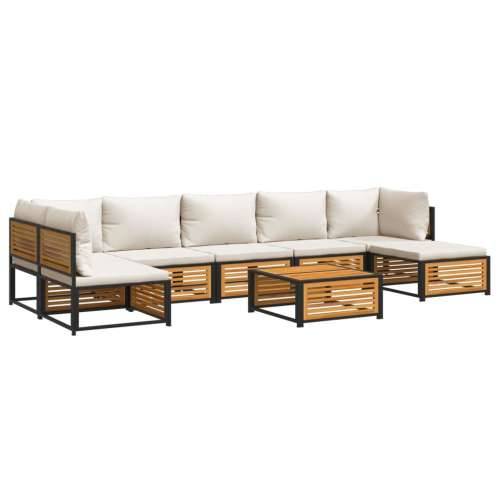 8-dijelna set vrtnih sofa s jastucima masivno bagremovo drvo - Krema 2x kutna + 4x srednja + tabure + stol 1 Cijena