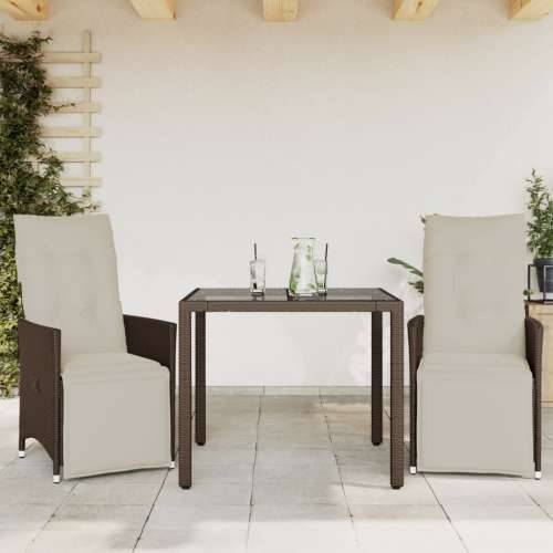 3-dijelni vrtni bistro set od poliratana s jastucima smeđi - 90 x 90 x 75 cm 2 Cijena