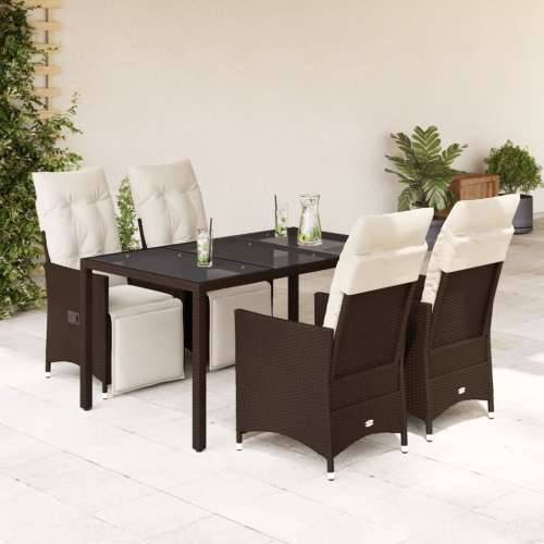 5-dijelni vrtni bistro set od poliratana s jastucima smeđi - 150 x 90 x 75 cm 4 Cijena