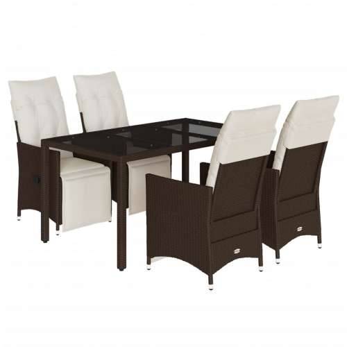 5-dijelni vrtni bistro set od poliratana s jastucima smeđi - 150 x 90 x 75 cm 4 Cijena