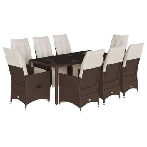 9-dijelni vrtni bistro set od poliratana s jastucima smeđi - 190 x 90 x 75 cm 8 Cijena