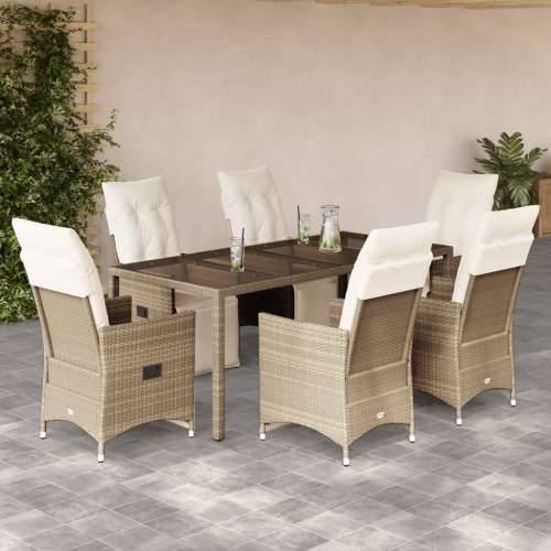 7-dijelni vrtni bistro set od poliratana s jastucima bež - 190 x 90 x 75 cm 6 Cijena