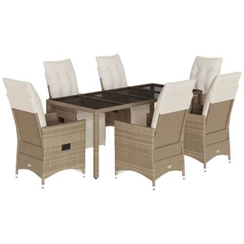 7-dijelni vrtni bistro set od poliratana s jastucima bež - 190 x 90 x 75 cm 6 Cijena