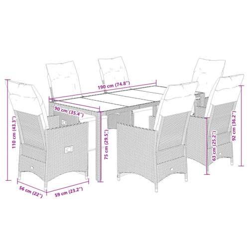 7-dijelni vrtni bistro set od poliratana s jastucima bež - 190 x 90 x 75 cm 6 Cijena