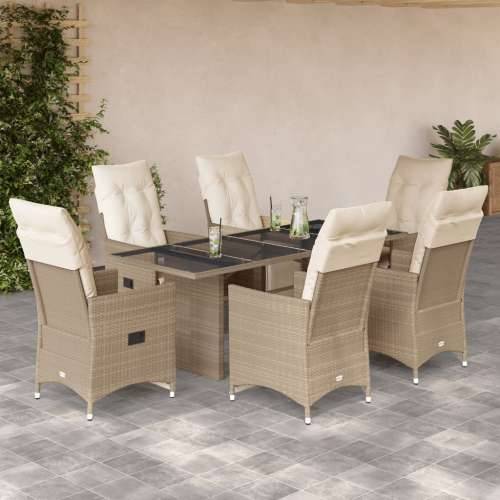 7-dijelni vrtni bistro set od poliratana s jastucima bež - 190 x 80 x 75 cm 6 Cijena
