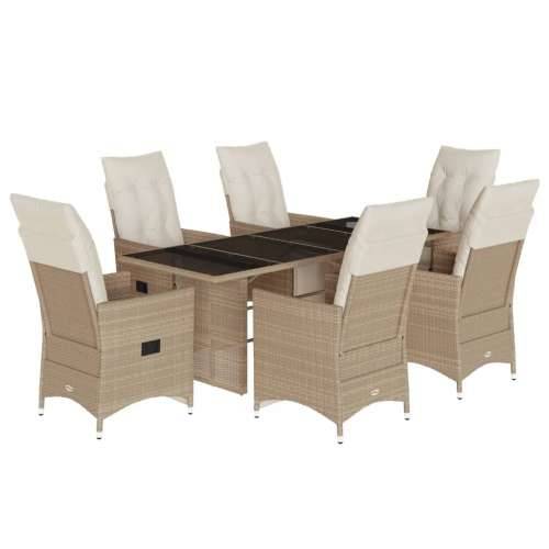 7-dijelni vrtni bistro set od poliratana s jastucima bež - 190 x 80 x 75 cm 6 Cijena