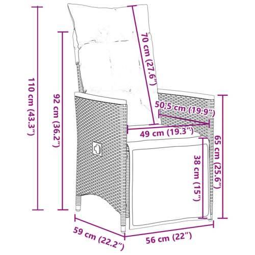 9-dijelni vrtni bistro set od poliratana s jastucima sivi - Siva 190 x 80 x 75 cm 8 Cijena