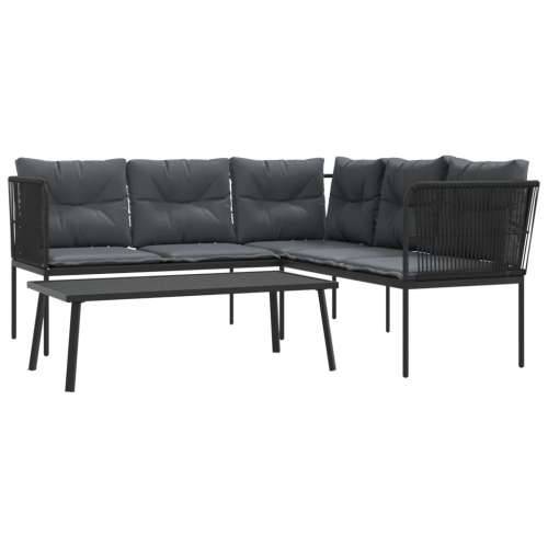 Set vrtnih sofa s jastucima crni od čelika i tekstilena - linija 1 Cijena