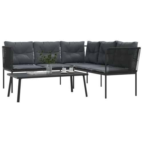 Set vrtnih sofa s jastucima crni od čelika i tekstilena - linija 1 Cijena