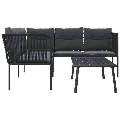 Set vrtnih sofa s jastucima crni od čelika i tekstilena - linija 1 Cijena