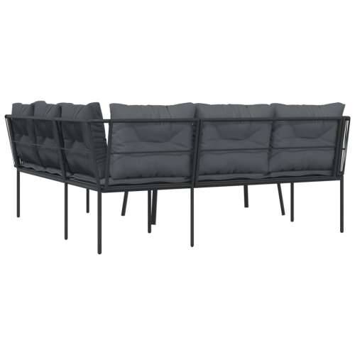 Set vrtnih sofa s jastucima crni od čelika i tekstilena - linija 1 Cijena