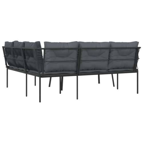 Set vrtnih sofa s jastucima crni od čelika i tekstilena - Uže 1 Cijena