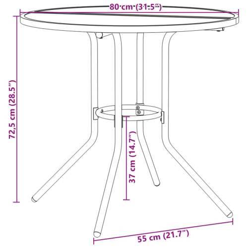 Set složivih vrtnih stolica 3 kom antracit čelik obložen prahom - 80 x 72.5 cm 2 Cijena