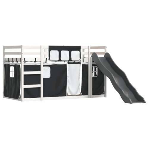 Krevet na kat s toboganom i zavjesama bijelo-crni 90 x 190 cm - Bijela i crna 90 x 190 cm Cijena