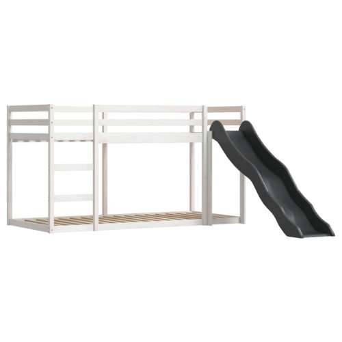 Krevet na kat s toboganom i zavjesama bijelo-crni 90 x 190 cm - Bijela i crna 90 x 190 cm Cijena