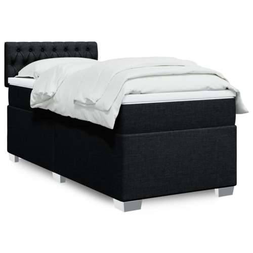 Box spring krevet s madracem crni 80 x 200 cm od tkanine - Crna 80 x 200 cm Dizajn s gumbima Cijena