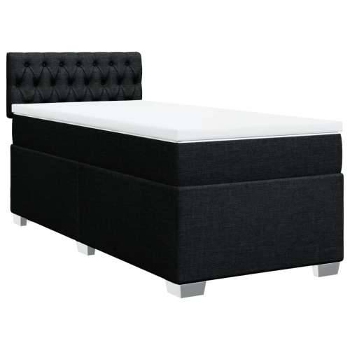 Box spring krevet s madracem crni 80 x 200 cm od tkanine - Crna 80 x 200 cm Dizajn s gumbima Cijena