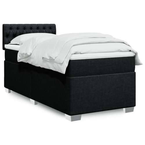 Box spring krevet s madracem crni 80 x 200 cm od tkanine - Crna 80 x 200 cm Dizajn s gumbima Cijena