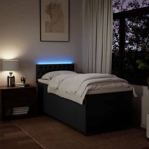 Box spring krevet s madracem crni 80 x 200 cm od tkanine - Crna 80 x 200 cm Dizajn s gumbima Cijena