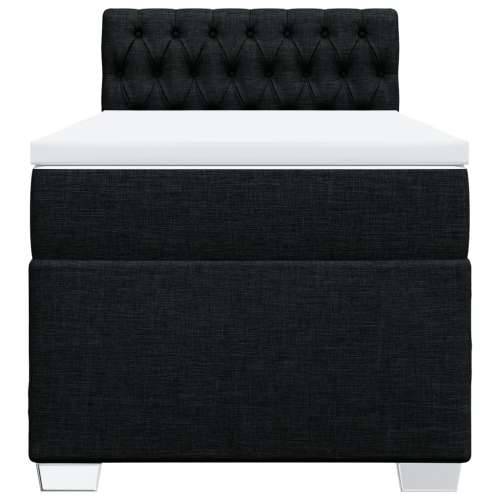 Box spring krevet s madracem crni 80 x 200 cm od tkanine - Crna 80 x 200 cm Dizajn s gumbima Cijena
