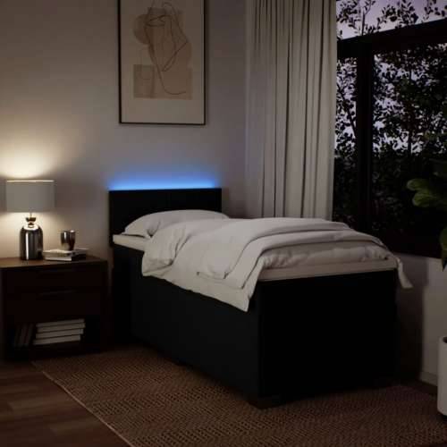 Box spring krevet s madracem crni 90x190 cm od tkanine - Crna 90 x 190 cm Blok s kvadratima Cijena