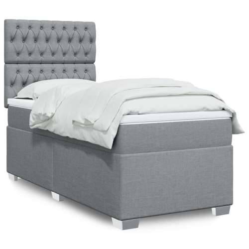 Box spring krevet s madracem svjetlosivi 90x190 cm od tkanine - Svjetlosiva 90 x 190 cm Dizajn s gumbima Cijena