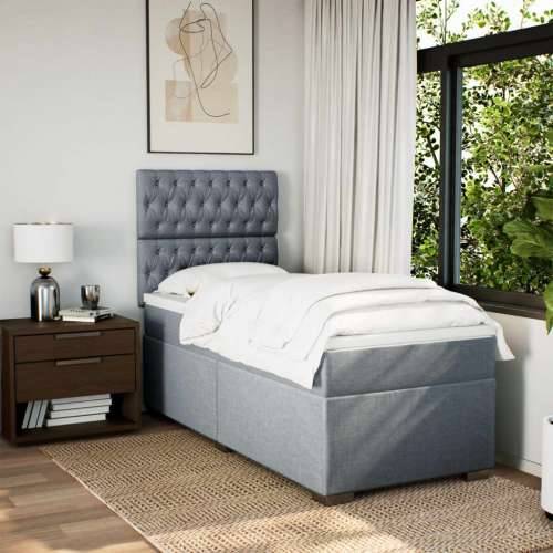 Box spring krevet s madracem svjetlosivi 90x190 cm od tkanine - Svjetlosiva 90 x 190 cm Dizajn s gumbima Cijena
