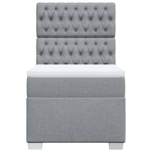 Box spring krevet s madracem svjetlosivi 90x190 cm od tkanine - Svjetlosiva 90 x 190 cm Dizajn s gumbima Cijena