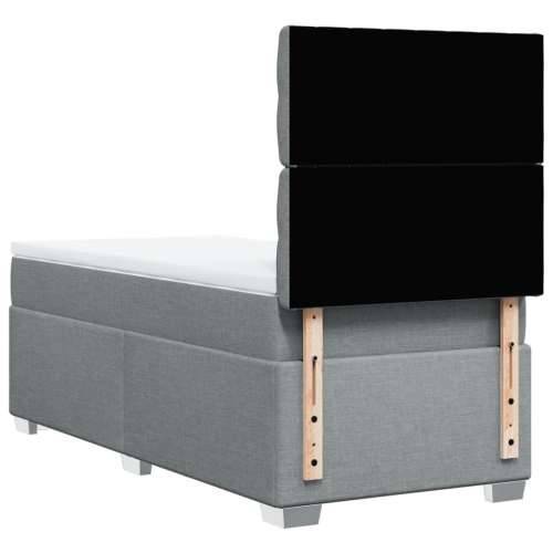 Box spring krevet s madracem svjetlosivi 90x190 cm od tkanine - Svjetlosiva 90 x 190 cm Dizajn s gumbima Cijena