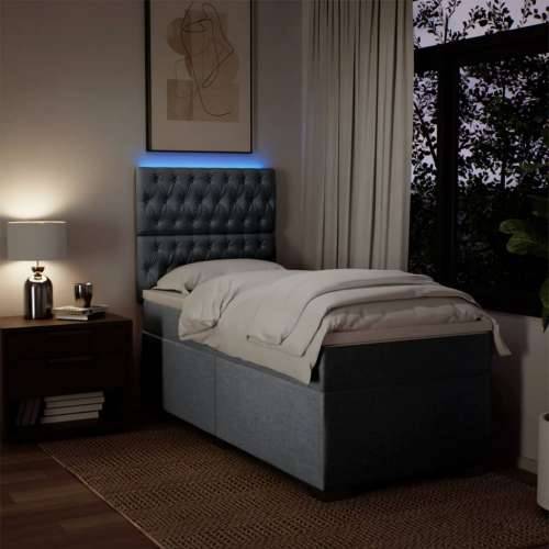 Box spring krevet s madracem svjetlosivi 90x190 cm od tkanine - Svjetlosiva 90 x 190 cm Dizajn s gumbima Cijena