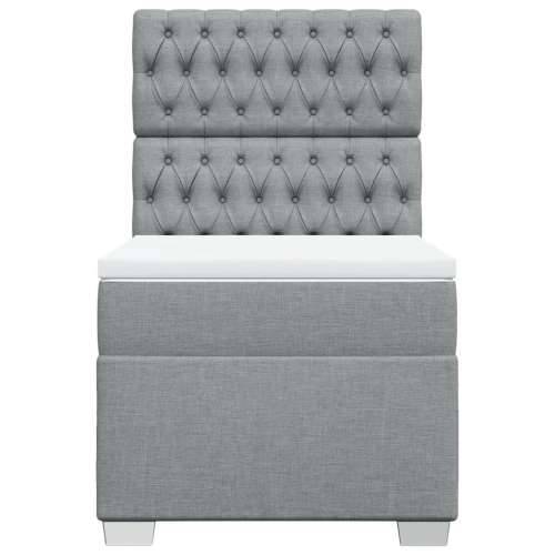 Box spring krevet s madracem svjetlosivi 90x190 cm od tkanine - Svjetlosiva 90 x 190 cm Dizajn s gumbima Cijena