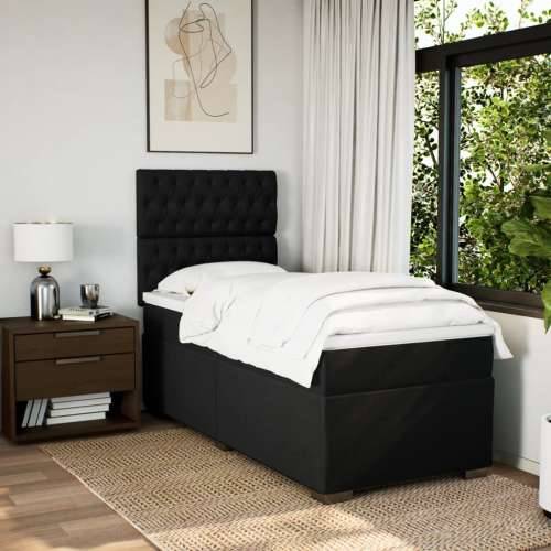 Box spring krevet s madracem crni 90x190 cm od tkanine - Crna 90 x 190 cm Dizajn s gumbima Cijena