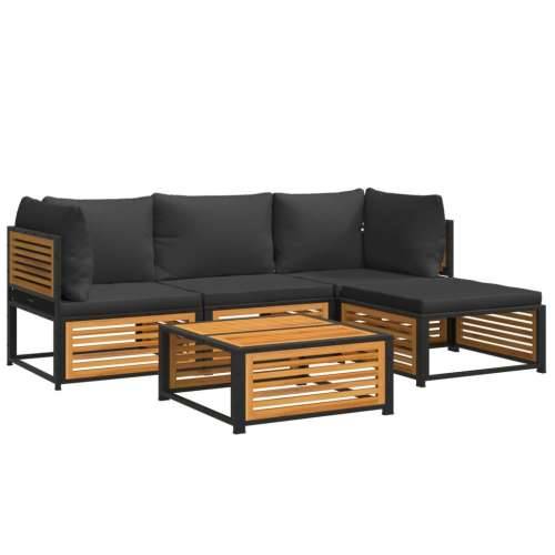 5-dijelna set vrtnih sofa od masivnog drva bagrema s jastucima - Antracit 2x kutna + srednja + tabure + stol 1 Cijena