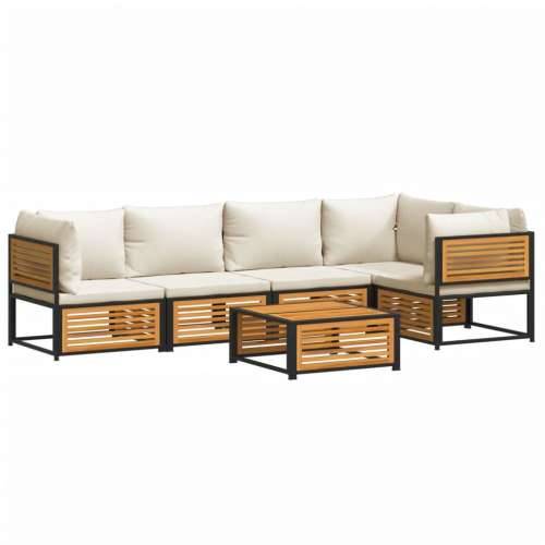 6-dijelna set vrtnih sofa s jastucima masivno bagremovo drvo - Krema 3x kutna + 2x srednja + stol 1 Cijena