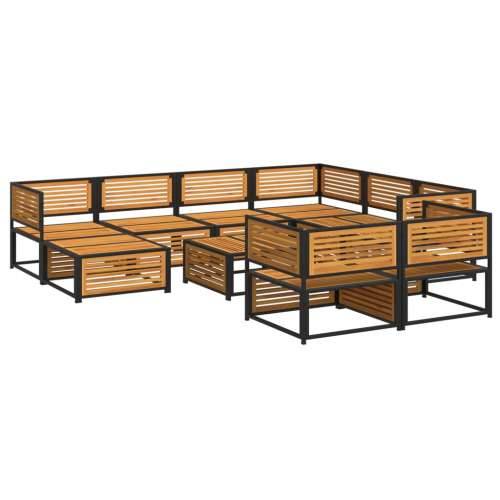 10-dijelna set vrtnih sofa s jastucima masivno bagremovo drvo - Krema 5x kutna + 3x srednja + tabure + stol 1 Cijena