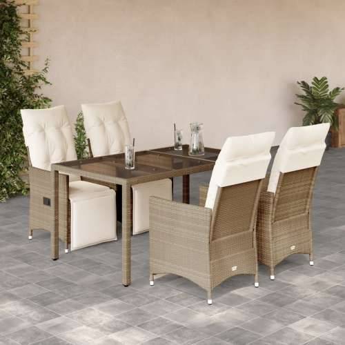 5-dijelni vrtni bistro set od poliratana s jastucima bež - 150 x 90 x 75 cm 4 Cijena