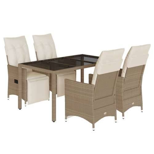 5-dijelni vrtni bistro set od poliratana s jastucima bež - 150 x 90 x 75 cm 4 Cijena