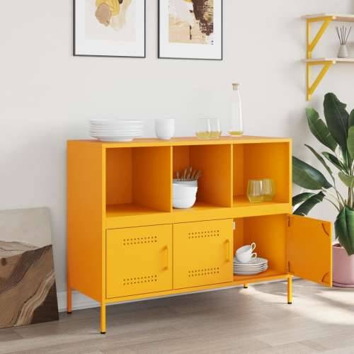 Komoda boja senfa 100,5 x 39 x 79 cm čelični - Žuta 1 Cijena