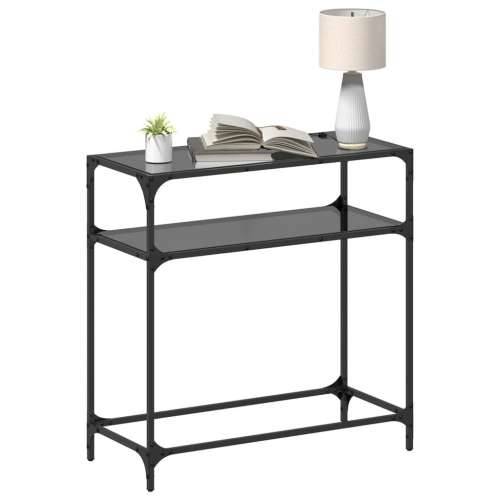 Konzolni stol s crnom staklenom površinom 80x35x81 cm čelični - Crna 80 x 35 x 81 cm 1 Cijena