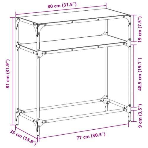 Konzolni stol s crnom staklenom površinom 80x35x81 cm čelični - Crna 80 x 35 x 81 cm 1 Cijena