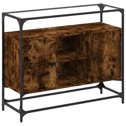 Komoda sa staklenom površinom boja hrasta 98x35x81 cm drvena - Dimljeni hrast 1 Cijena
