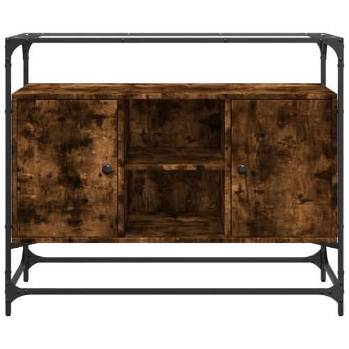 Komoda sa staklenom površinom boja hrasta 98x35x81 cm drvena - Dimljeni hrast 1 Cijena