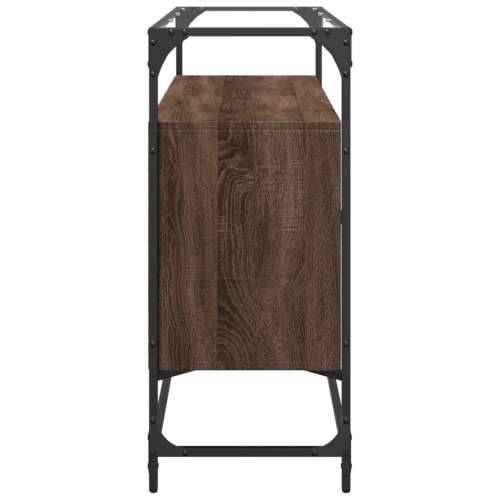 Komoda sa staklenom površinom boja hrasta 98x35x81 cm drvena - Smeđi hrast 1 Cijena