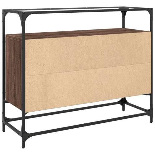 Komoda sa staklenom površinom boja hrasta 98x35x81 cm drvena - Smeđi hrast 1 Cijena