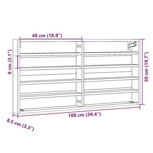 Vitrina boja smeđeg hrasta 100x8,5x50 cm od konstruiranog drva - Smeđi hrast 100 x 8.5 x 50 cm 1 Cijena